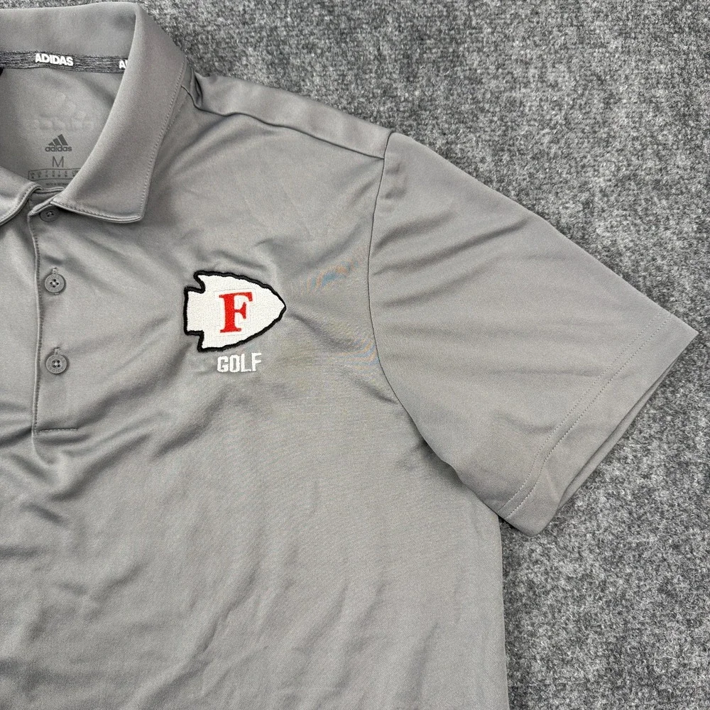 Adidas Golf Polo Shirt Mens Medium Performance‎ Gray Moisture Wicking